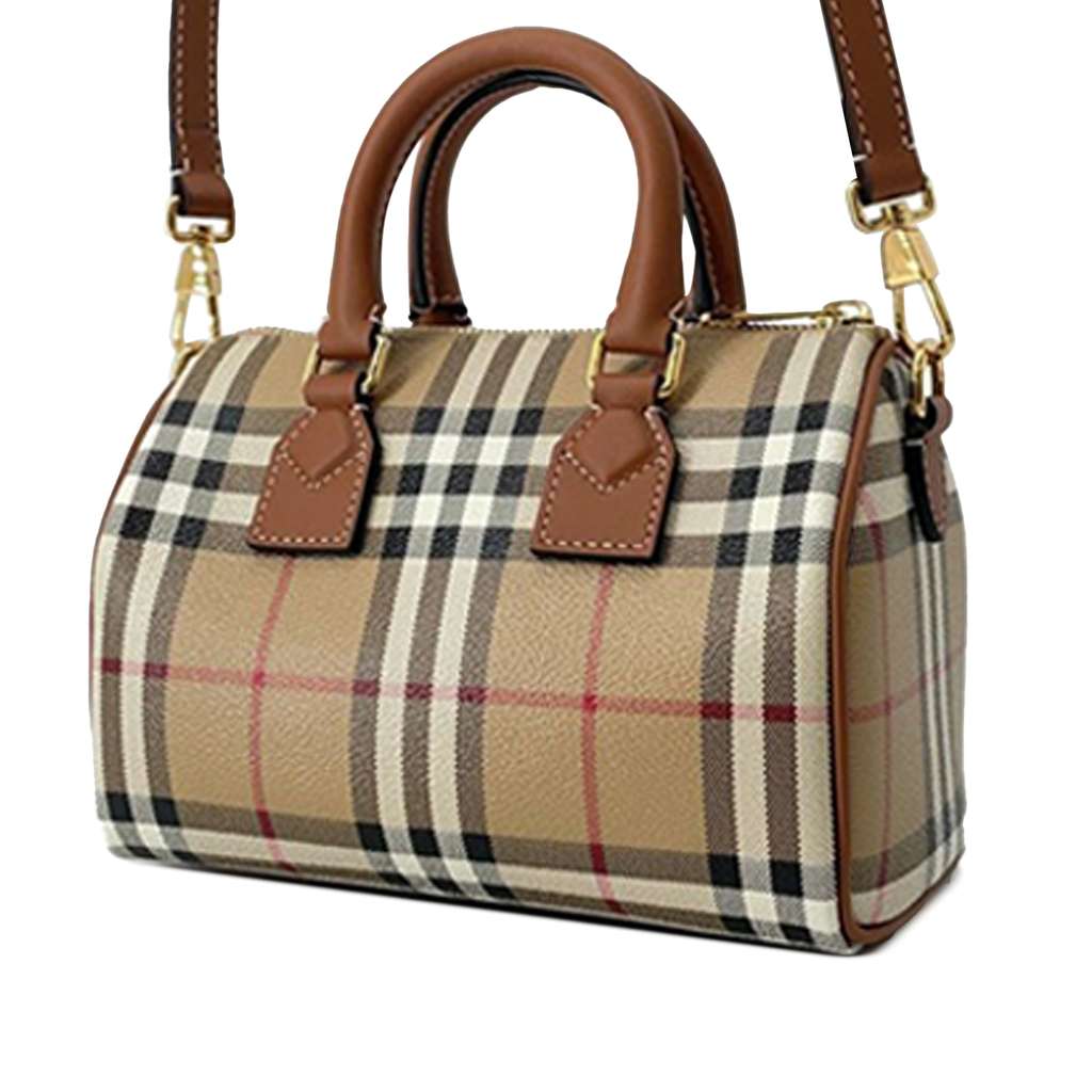 Burberry Mini House Check Coated Canvas Bowling Bag - Back view