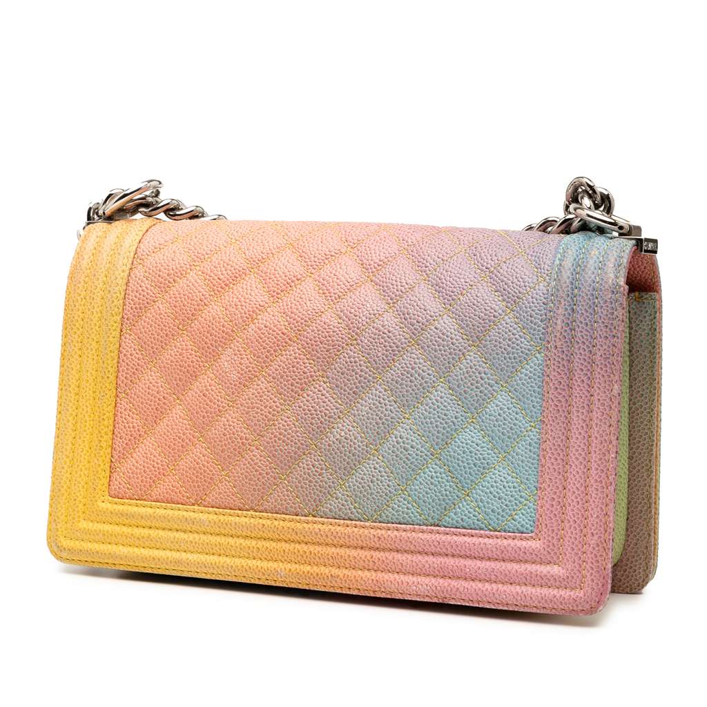 Chanel Old Medium Quilted Caviar Rainbow Boy Flap - Back view