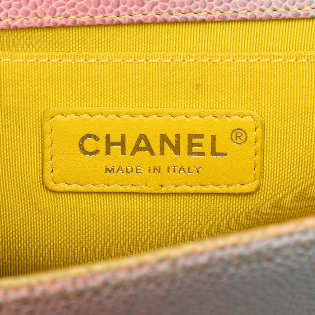 Chanel Old Medium Quilted Caviar Rainbow Boy Flap - Side view