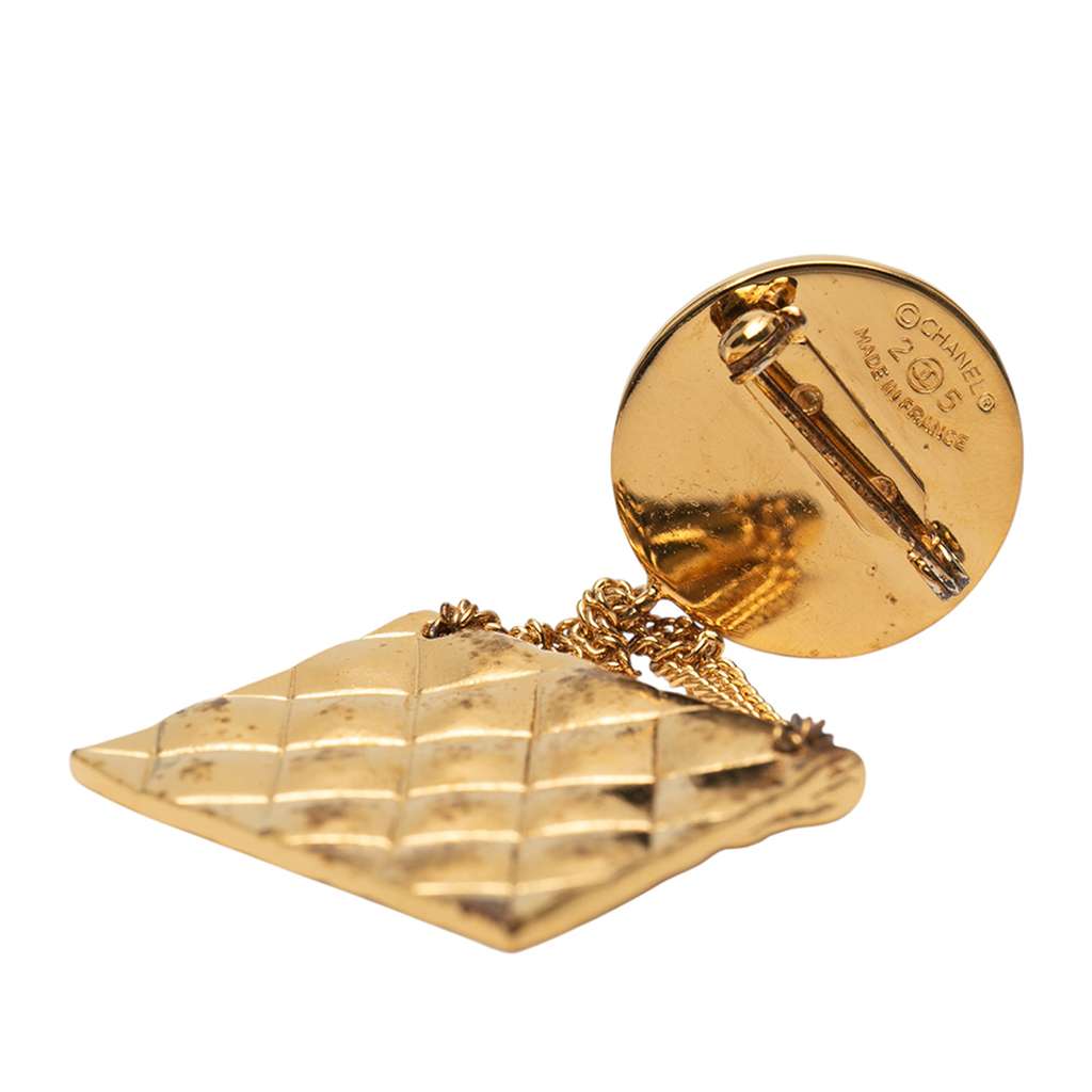 Chanel Gold Plated CC Medallion Handbag Brooch - Image 6