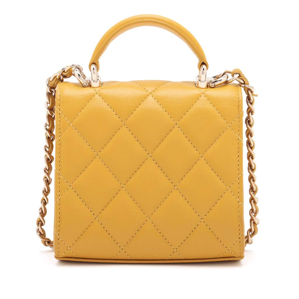 Chanel Mini CC Quilted Lambskin Top Handle Clutch with Chain - 2