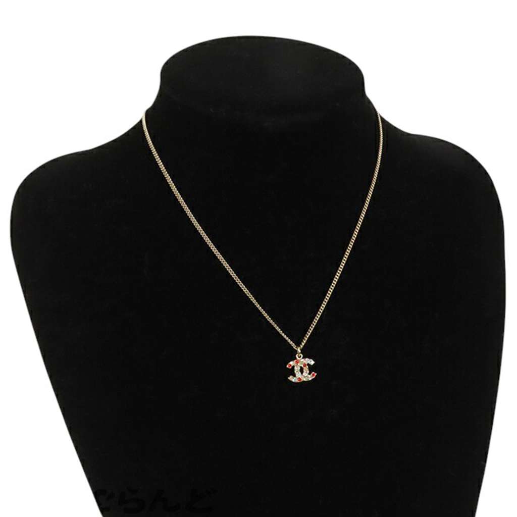 Chanel Gold Plated CC Rhinestones Pendant Necklace - Image 11