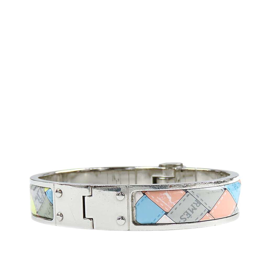 Hermès Narrow Enamel Bolduc Au Carre Charniere Bracelet PM - Back view