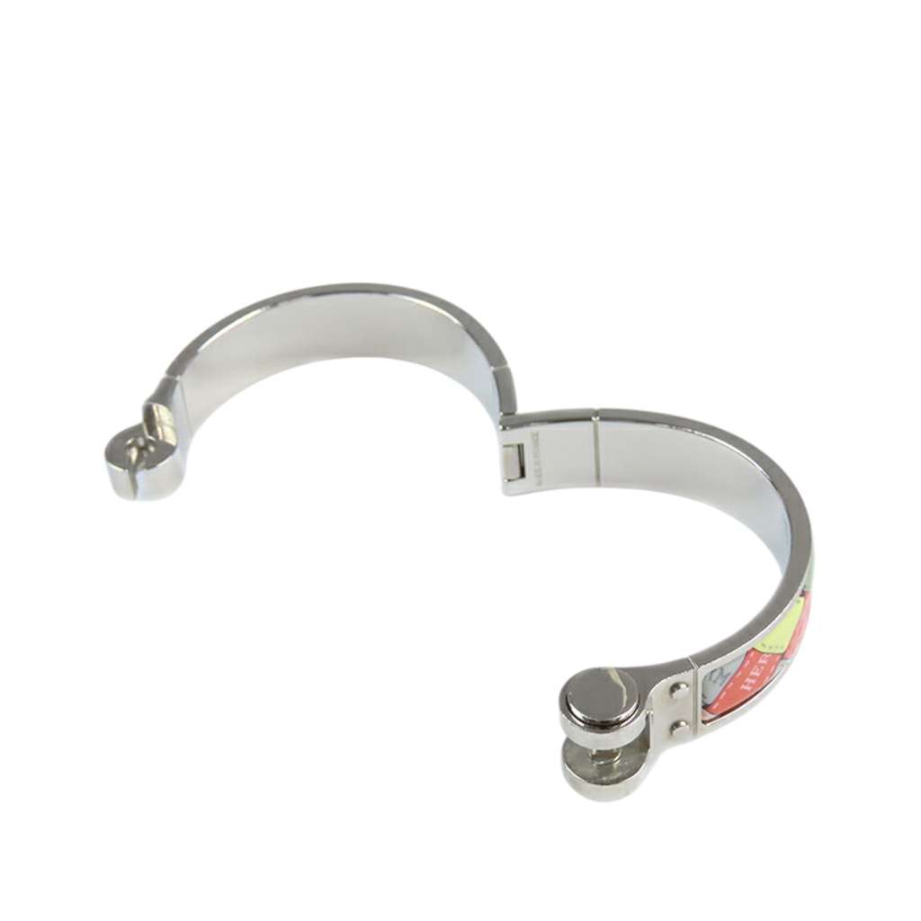 Hermès Narrow Enamel Bolduc Au Carre Charniere Bracelet PM - 4