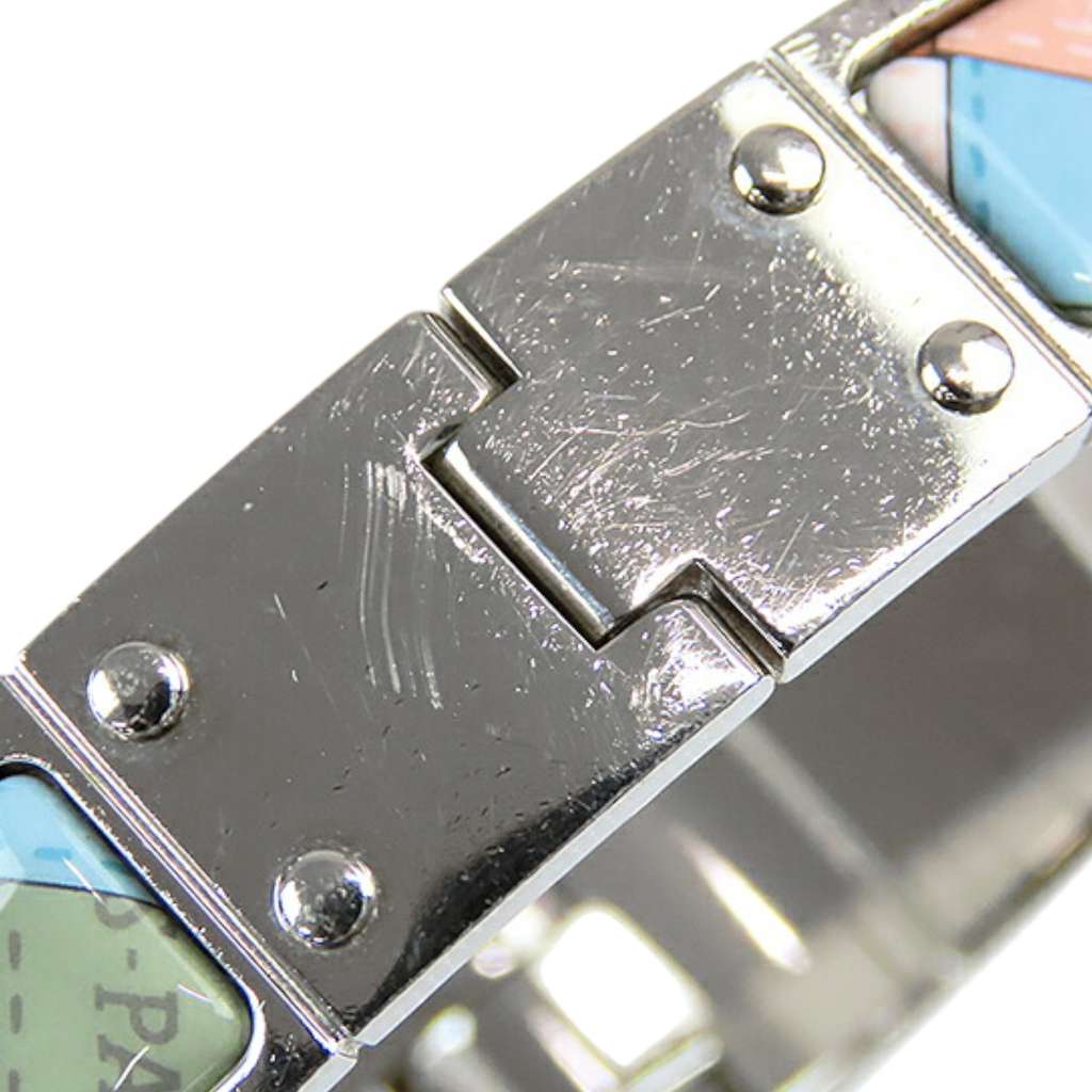 Hermès Narrow Enamel Bolduc Au Carre Charniere Bracelet PM - Detail 1