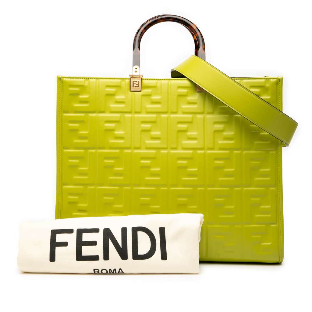 Fendi Medium Zucca Embossed Leather Sunshine Shopper Tote - Image 10