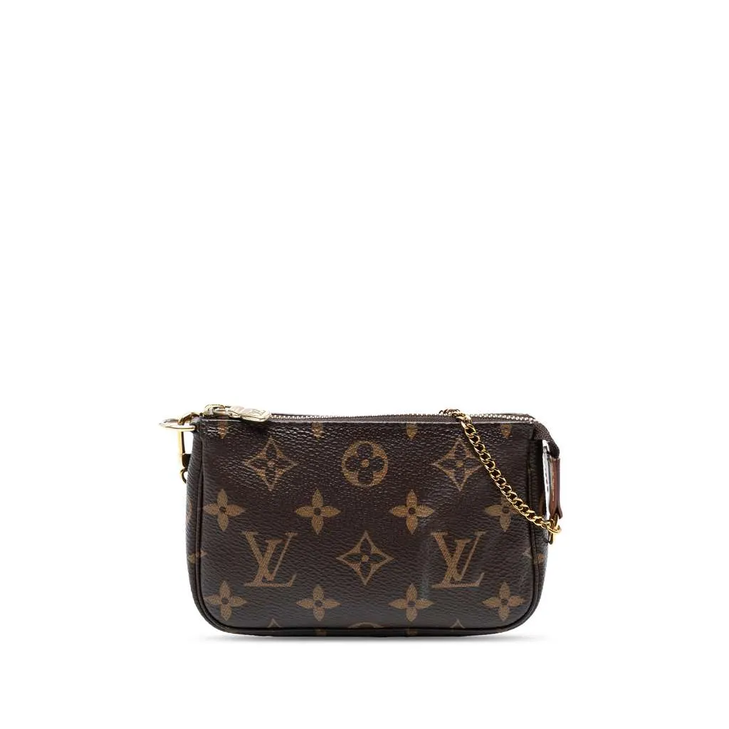 Louis Vuitton Monogram Mini Pochette Accessoires Brown Good - Front View