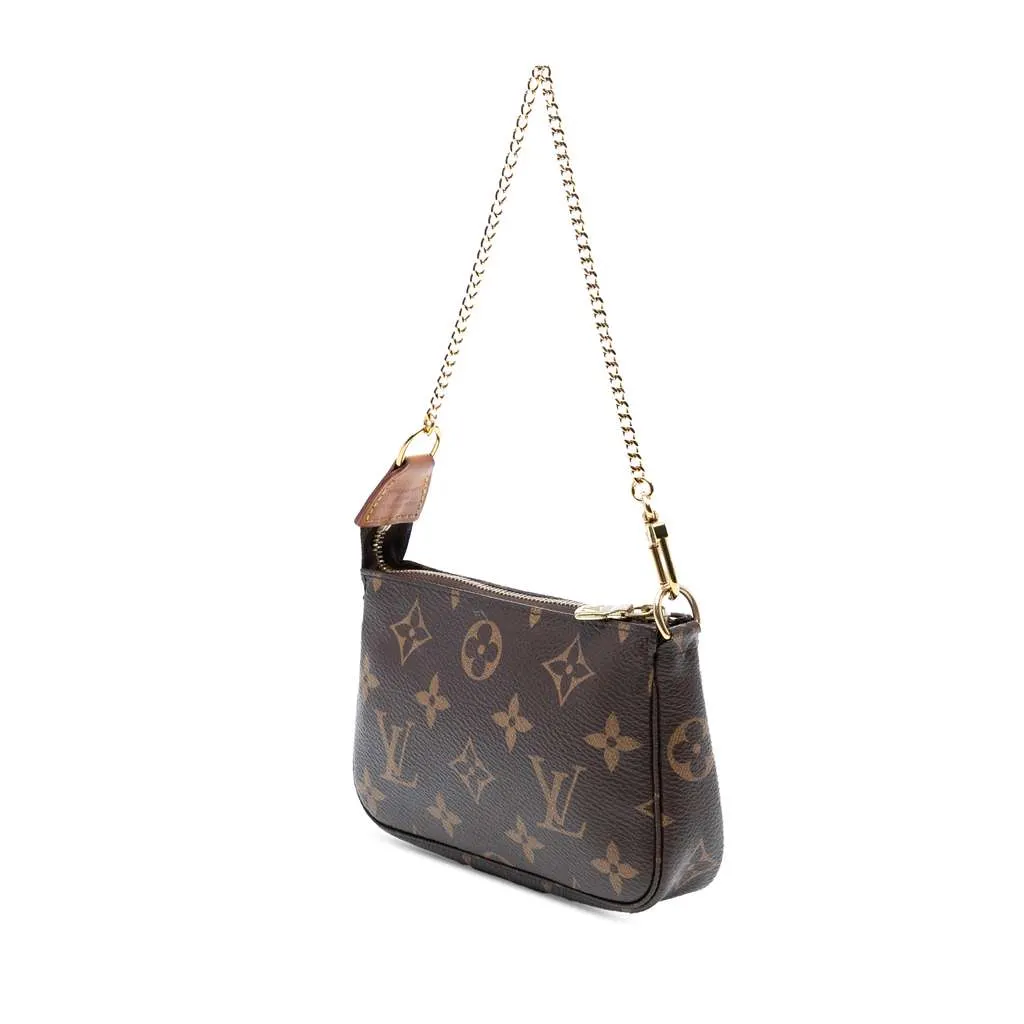 Louis Vuitton Monogram Mini Pochette Accessoires Brown Good - Back View