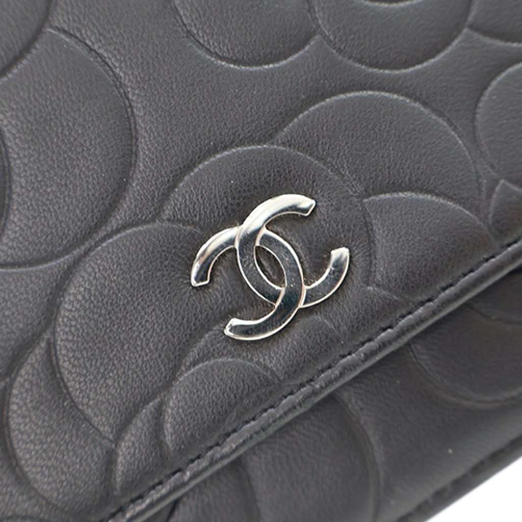 Chanel CC Embossed Lambskin Camellia Wallet On Chain - Image 13