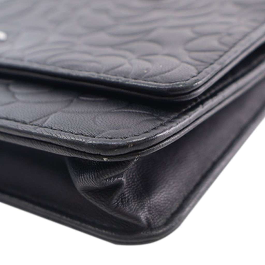 Chanel CC Embossed Lambskin Camellia Wallet On Chain - Image 14