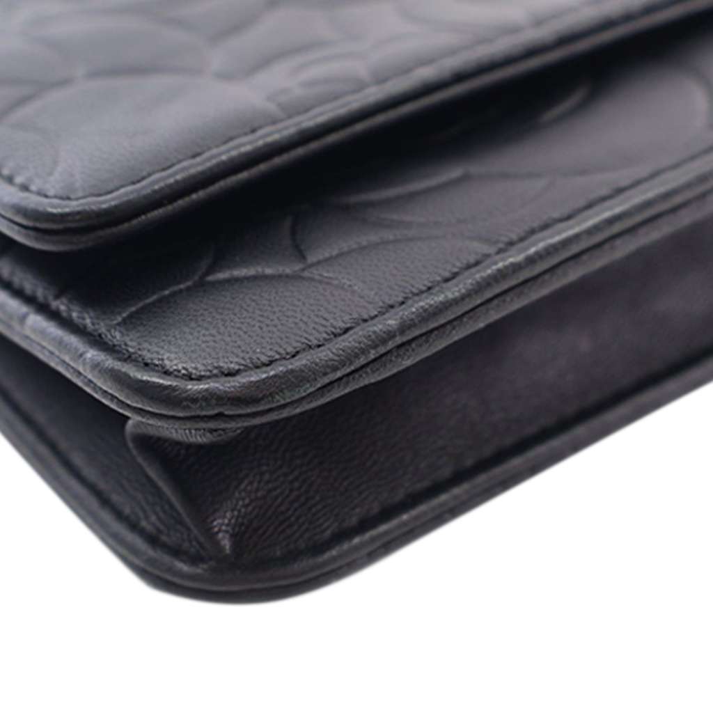Chanel CC Embossed Lambskin Camellia Wallet On Chain - Image 15