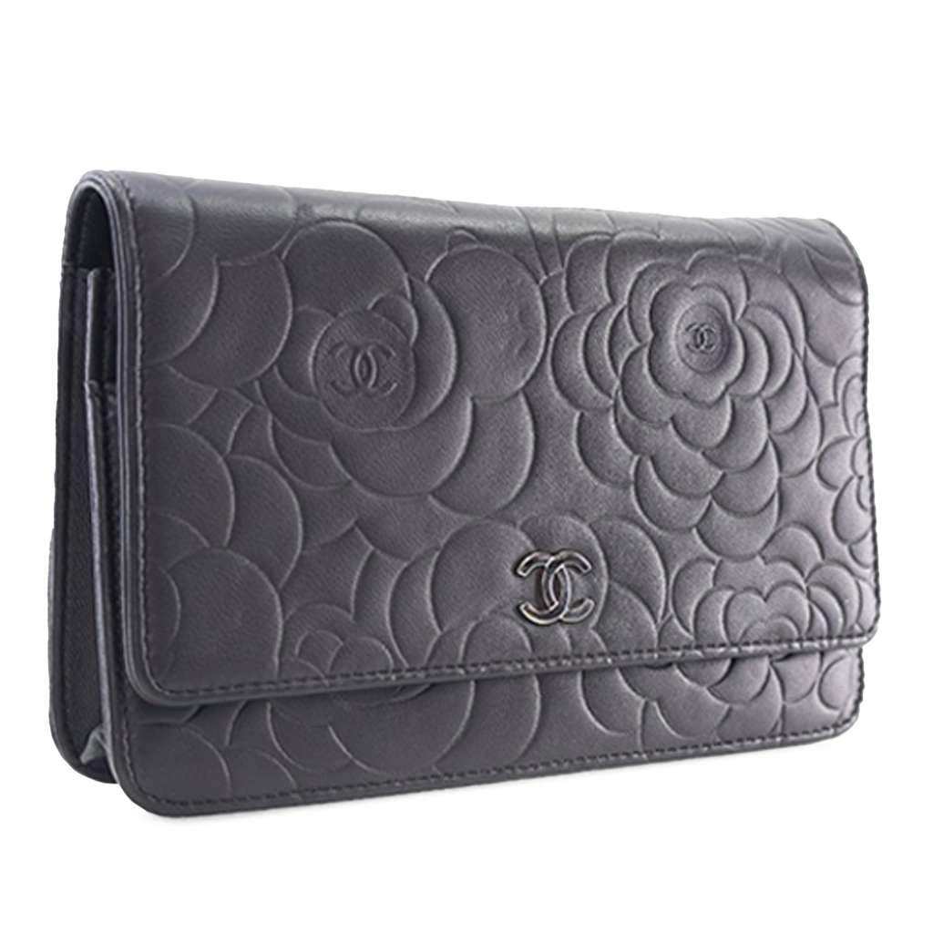 Chanel CC Embossed Lambskin Camellia Wallet On Chain - 4