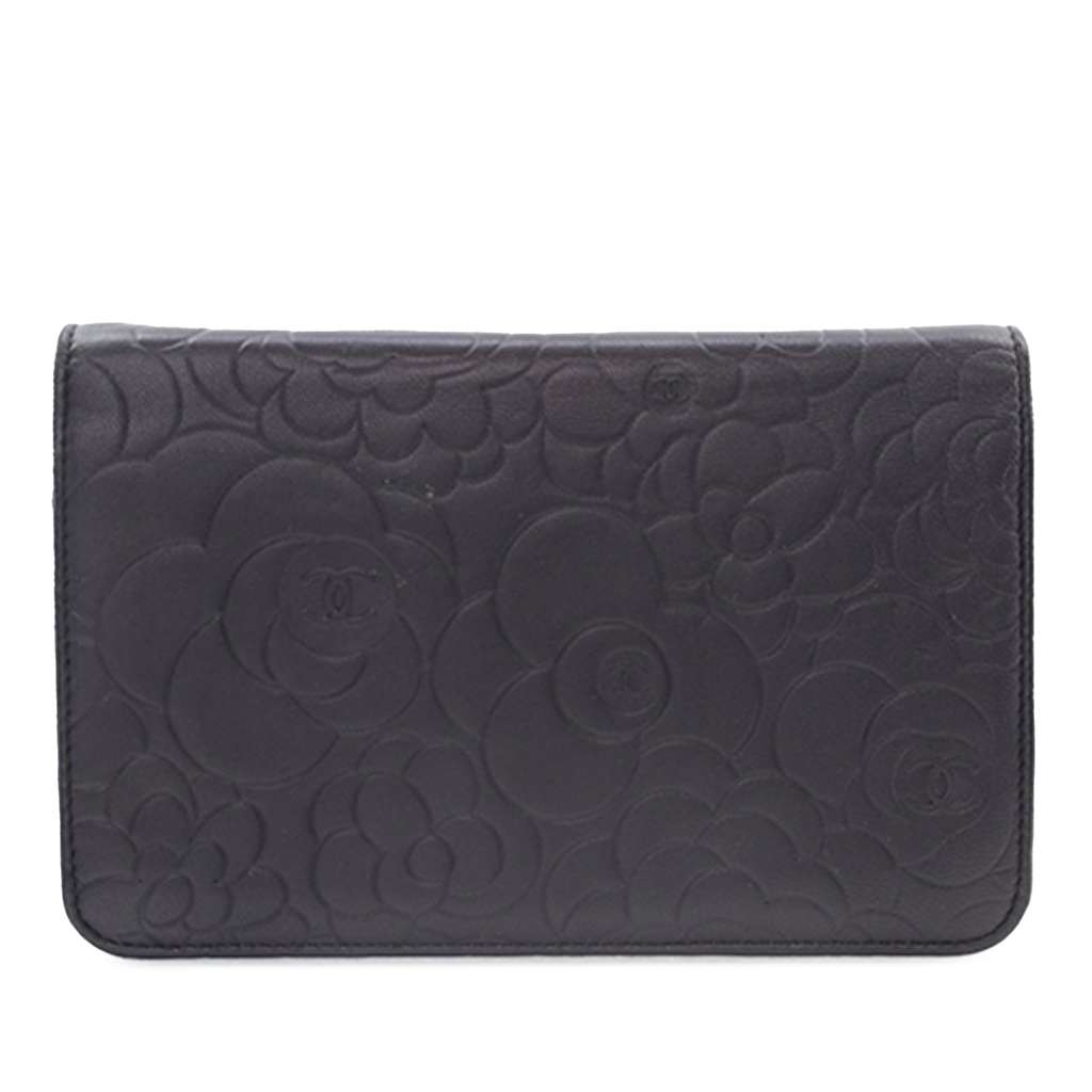 Chanel CC Embossed Lambskin Camellia Wallet On Chain - Side view