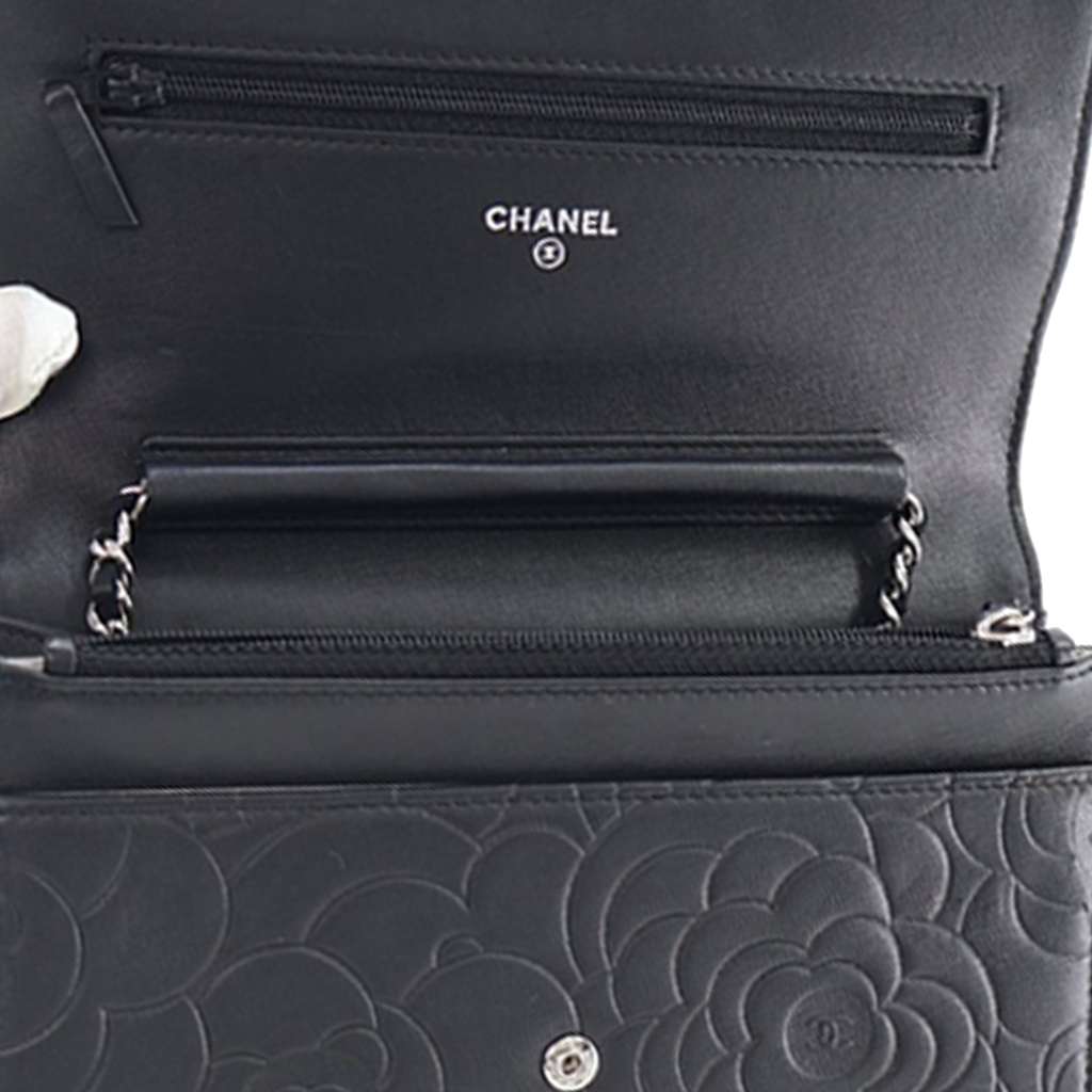 Chanel CC Embossed Lambskin Camellia Wallet On Chain - Image 11