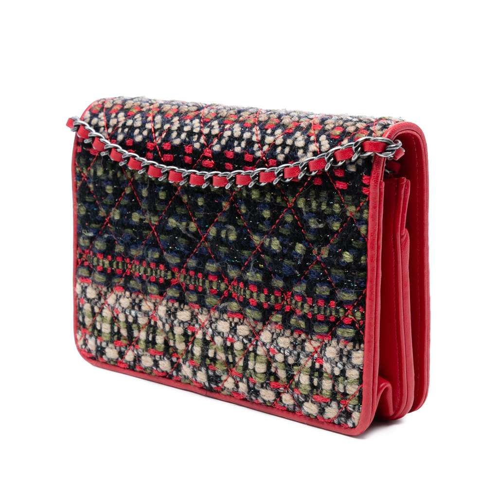 Chanel CC Quilted Tweed Wallet On Chain - Back view