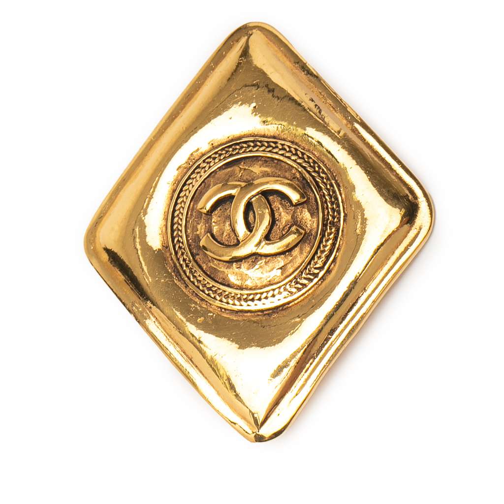Chanel Gold Plated  Coco Mark Diamond Brooch