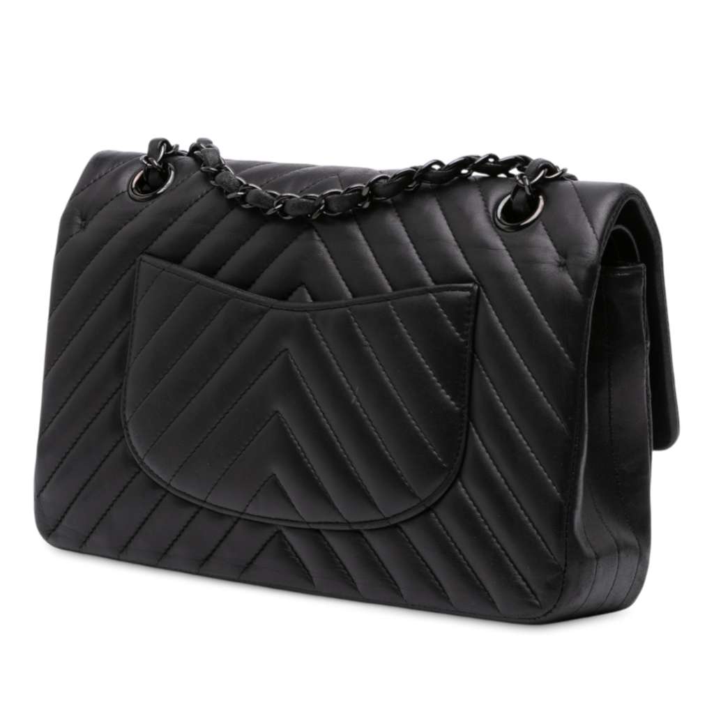 Chanel Medium Classic Chevron Lambskin Double Flap - Back view