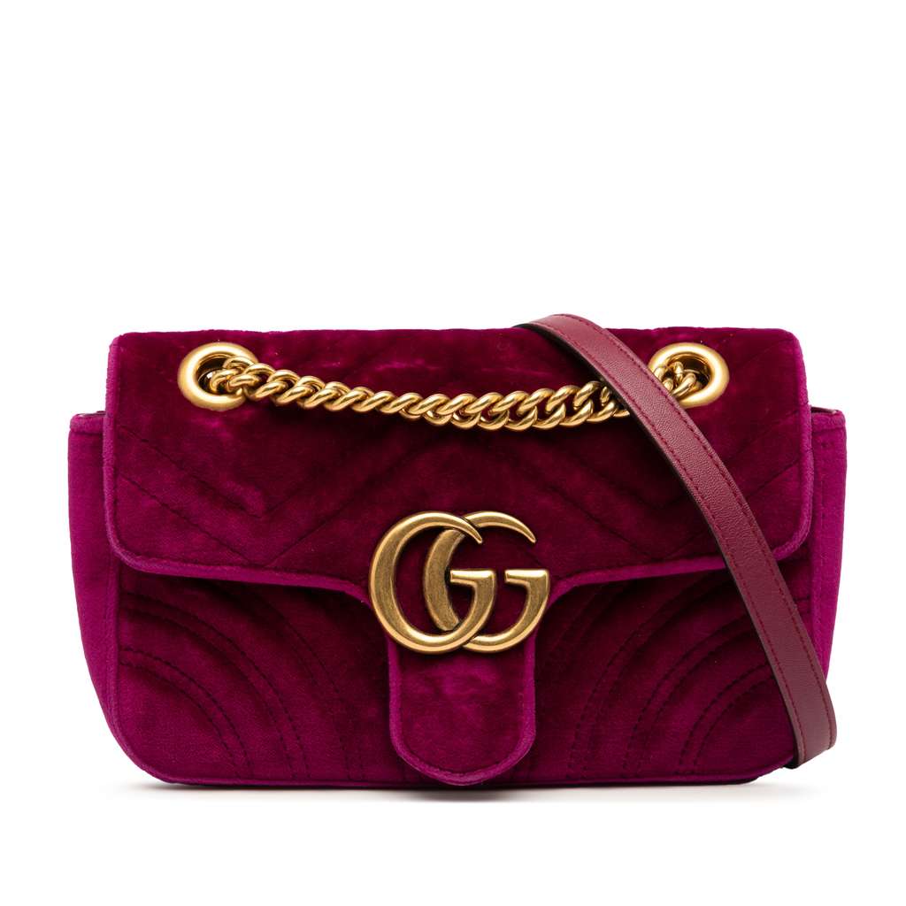 Gucci Small GG Marmont Matelasse Velvet Shoulder Bag