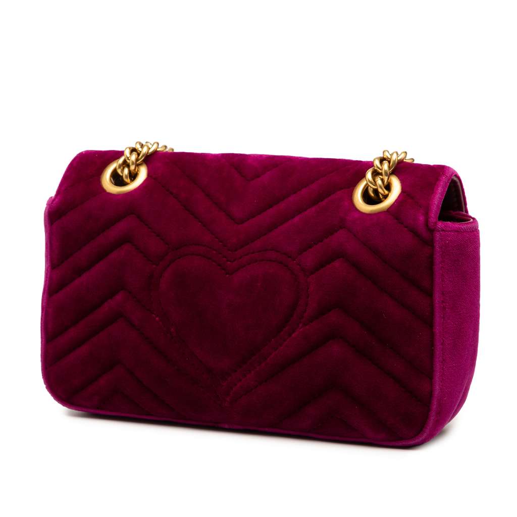 Gucci Small GG Marmont Matelasse Velvet Shoulder Bag - Back view
