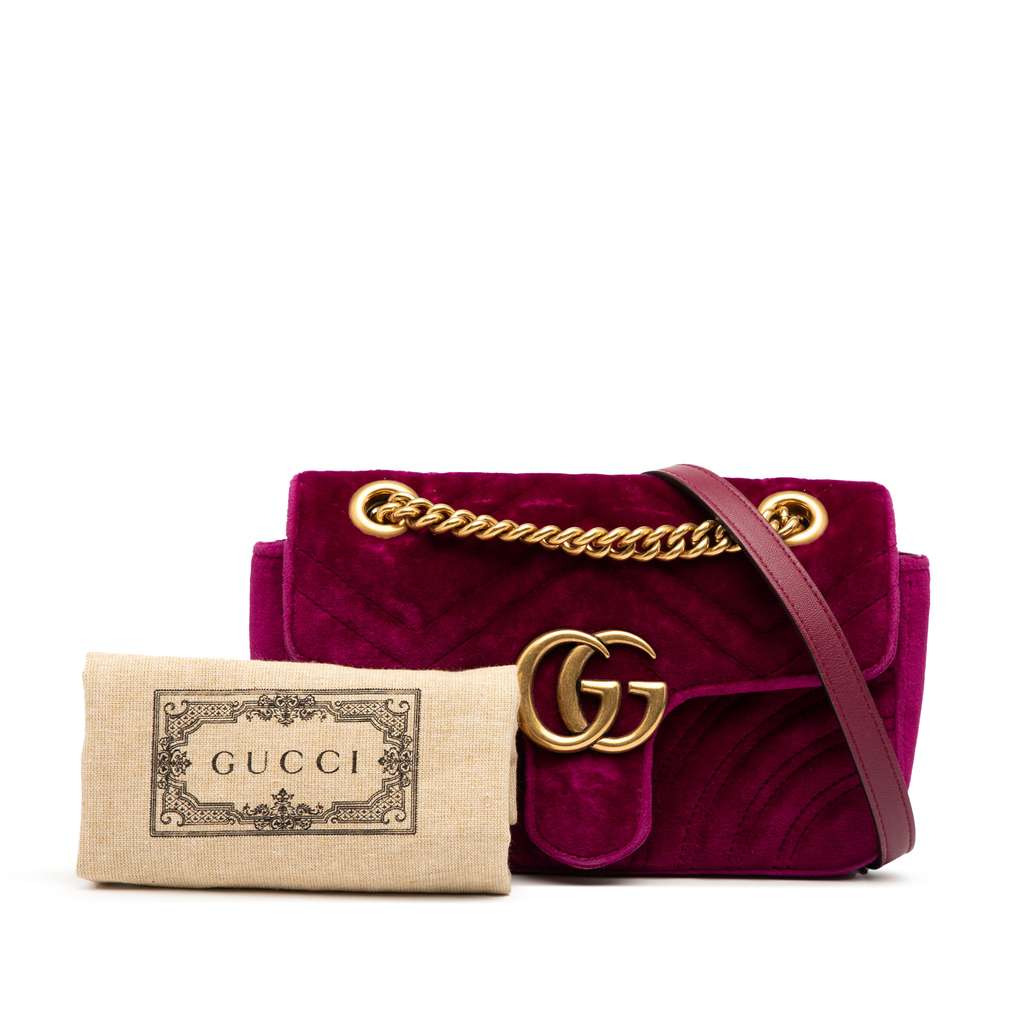Gucci Small GG Marmont Matelasse Velvet Shoulder Bag - Image 10