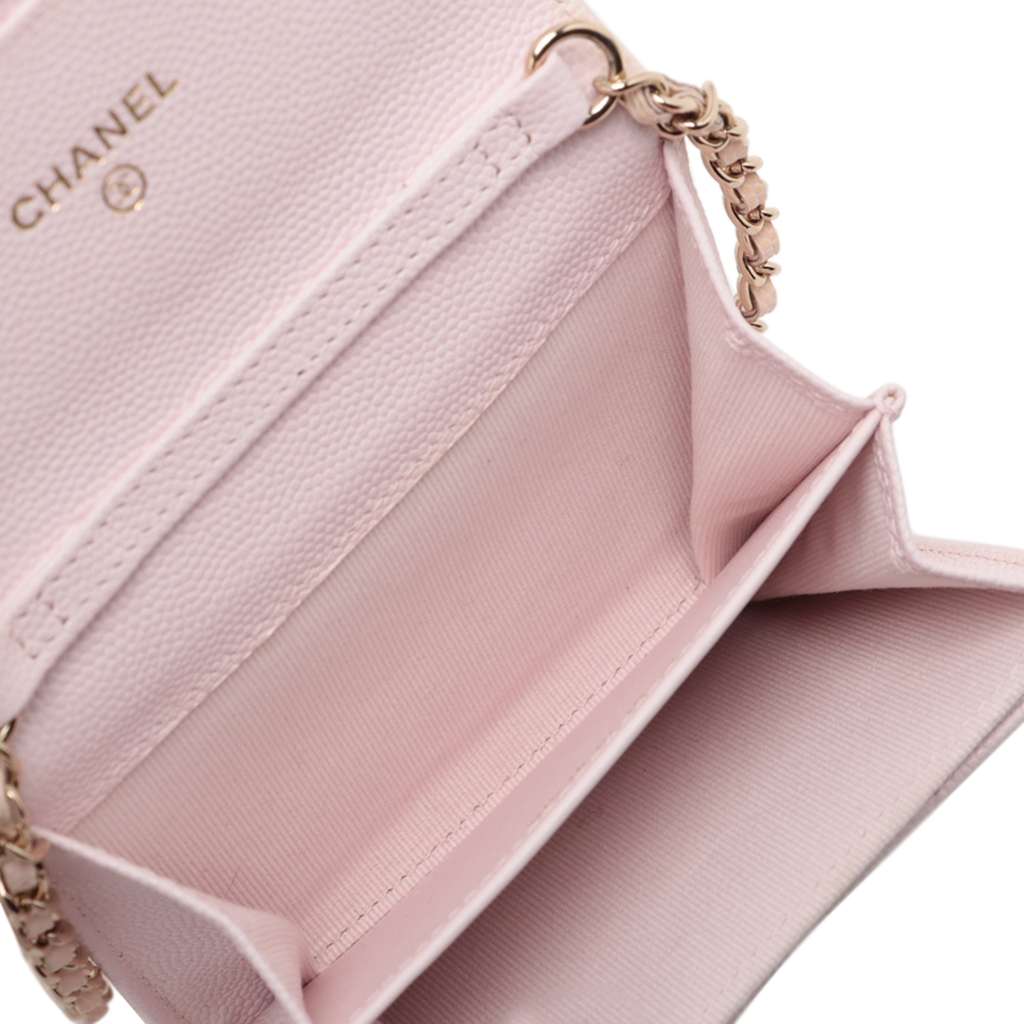 Chanel CC Quilted Caviar Flap Card Holder on Chain - Image 6