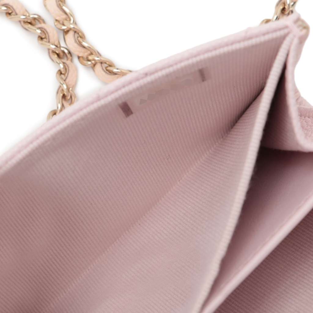 Chanel CC Quilted Caviar Flap Card Holder on Chain - Side view