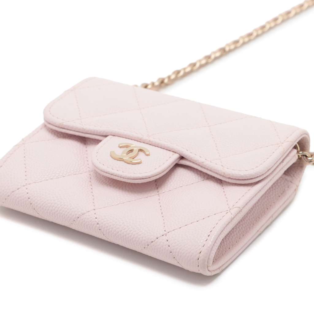 Chanel CC Quilted Caviar Flap Card Holder on Chain - Image 10