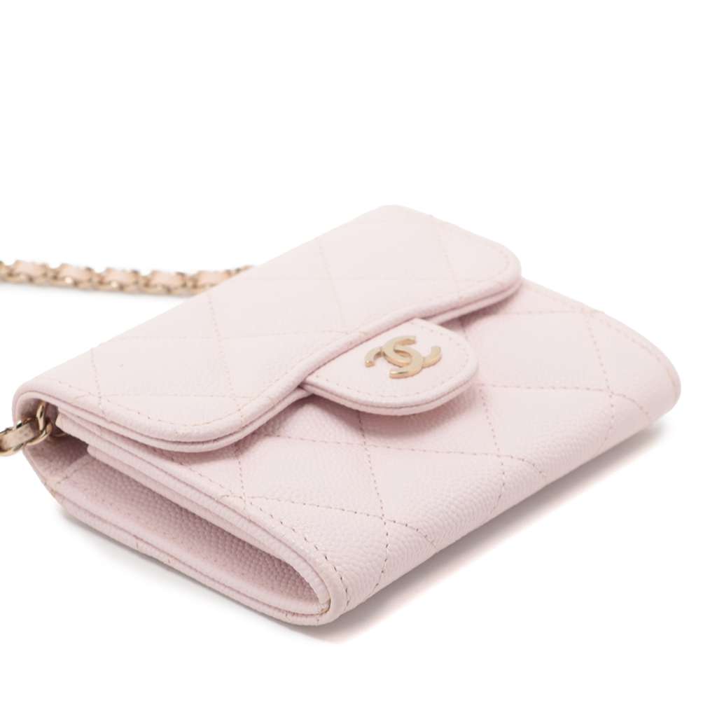Chanel CC Quilted Caviar Flap Card Holder on Chain - Image 11