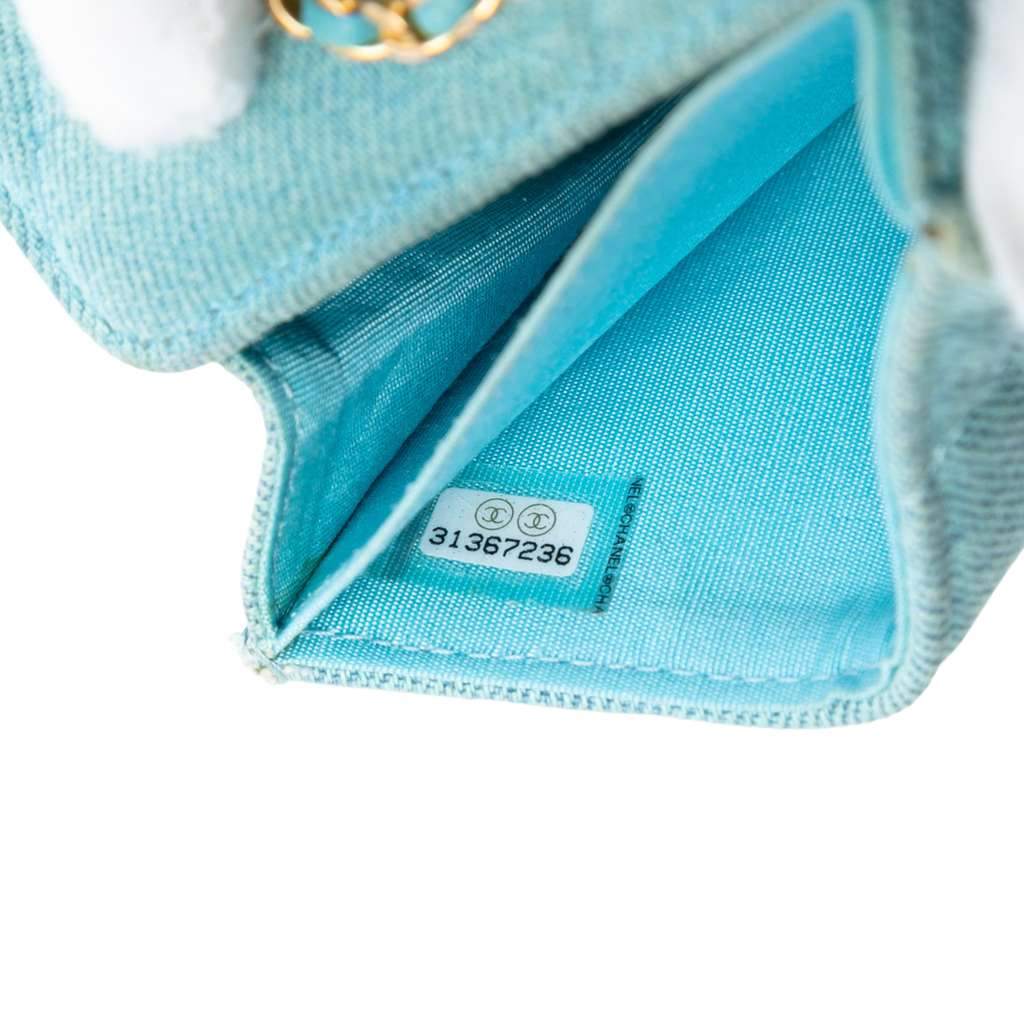 Chanel Quilted Denim 19 Card Holder with Chain - Detail 1