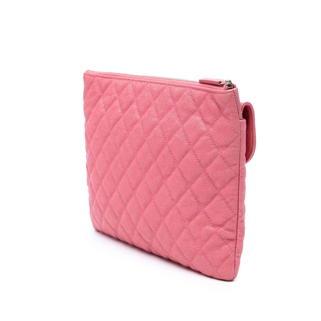 Chanel Medium CC Quilted Caviar Flap Cosmetic Case - Back view