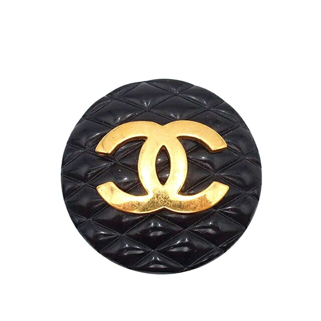 Chanel CC Resin and Gold Plated Quilted Button Clip On Earrings - Back view