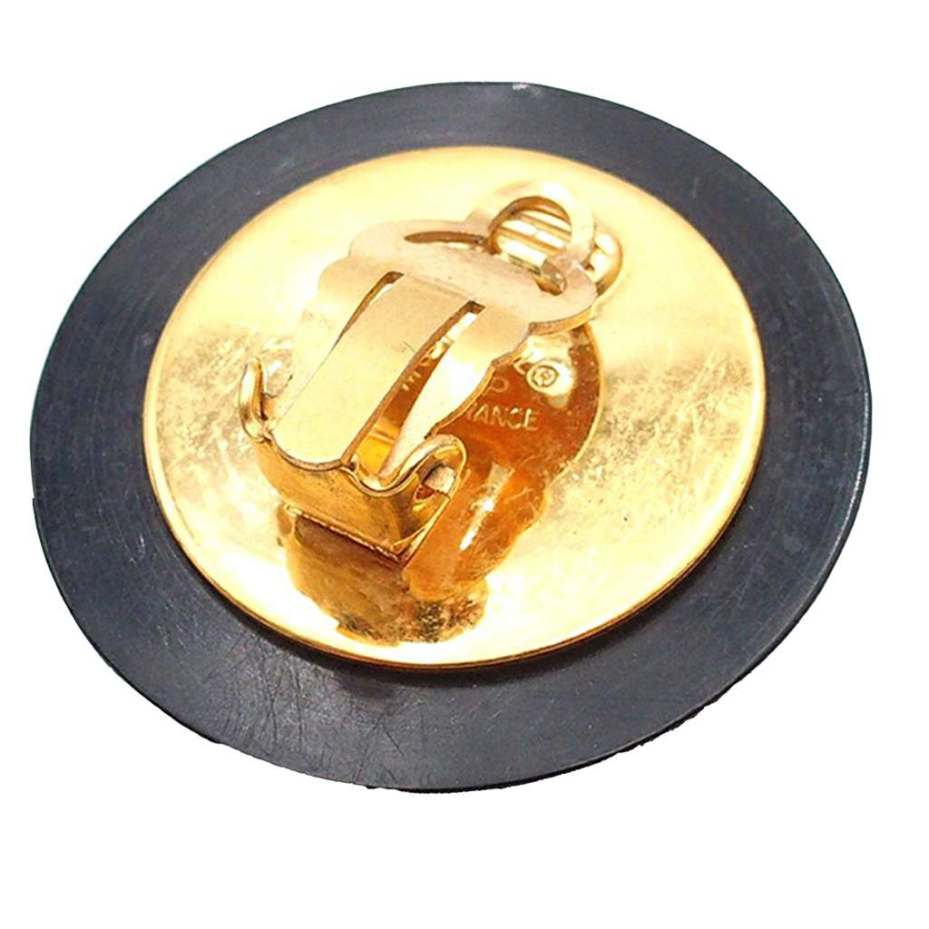 Chanel CC Resin and Gold Plated Quilted Button Clip On Earrings - Image 6