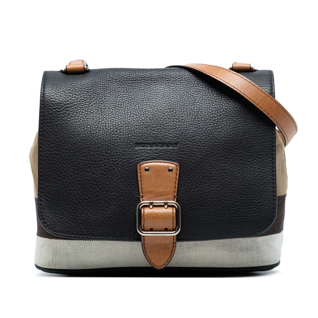 Burberry Mega Check Canvas and Grainy Calfskin Shellwood Crossbody