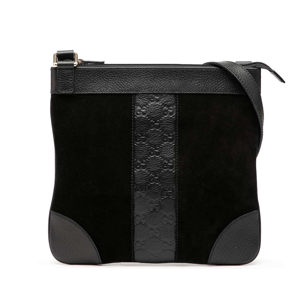 Gucci Guccissima Trimmed Suede Crossbody