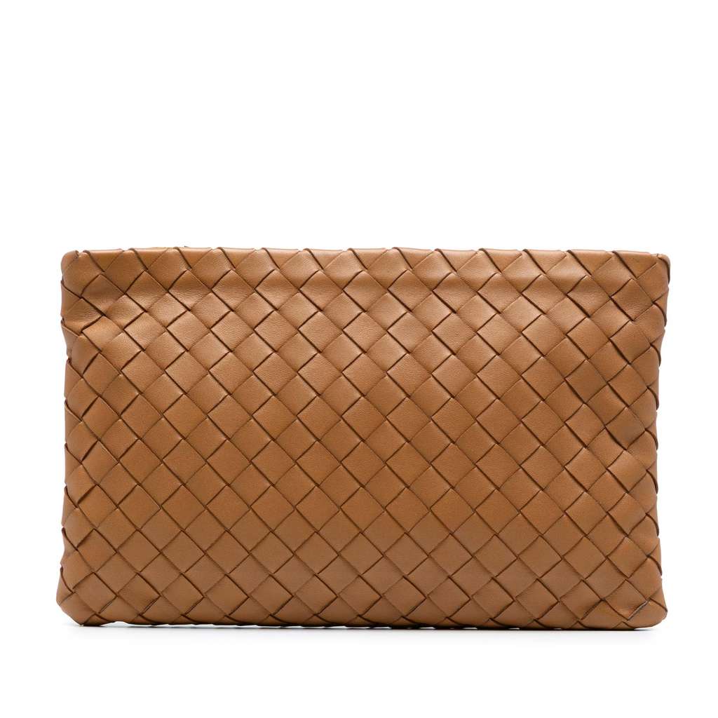 Bottega Veneta Large Nappa Intrecciato Flat Zip Pouch