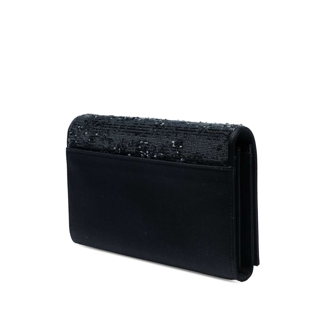 Saint Laurent Sequin Monogram Kate Wallet on Chain - Back view