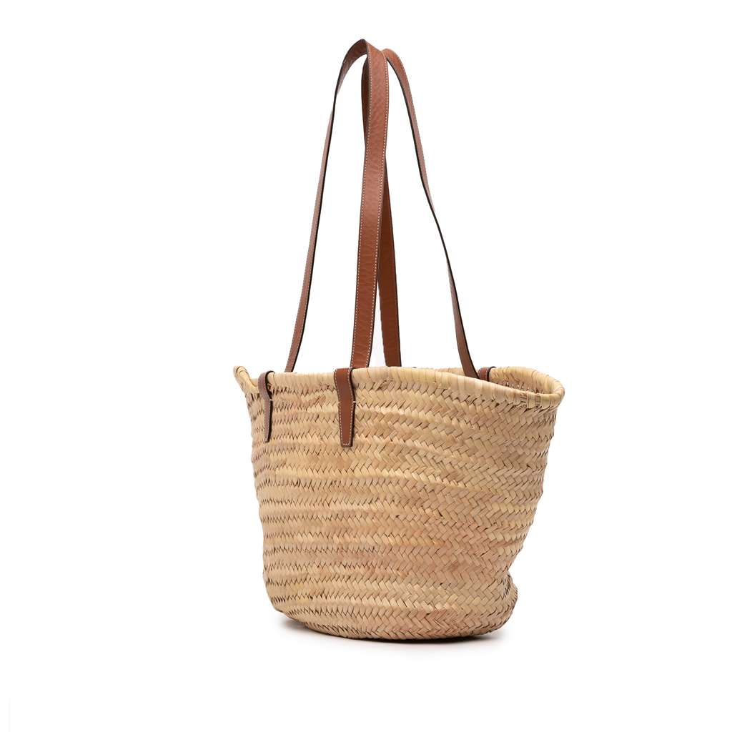 Celine Large Raffia Cuir Triomphe Classic Panier Tote - Back view