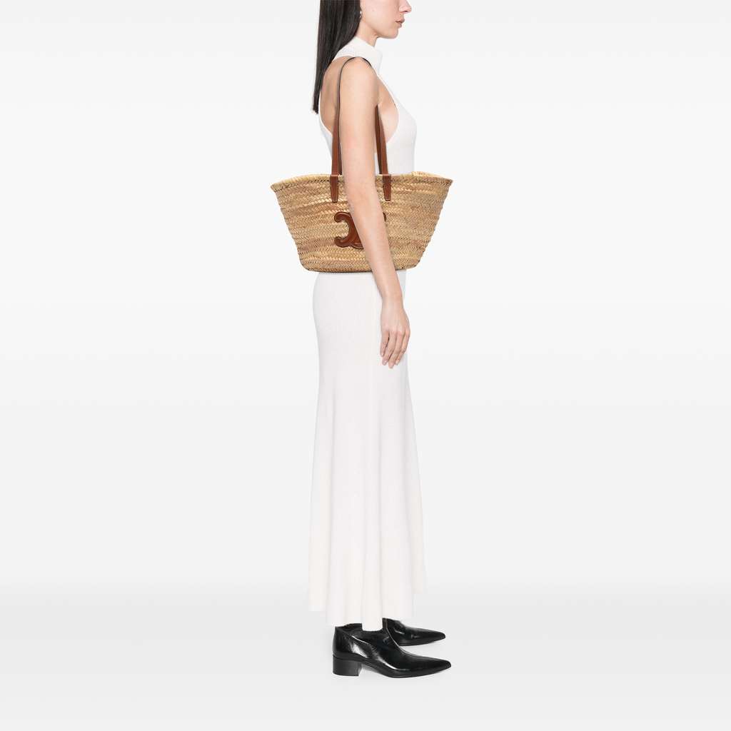 Celine Large Raffia Cuir Triomphe Classic Panier Tote - Image 13