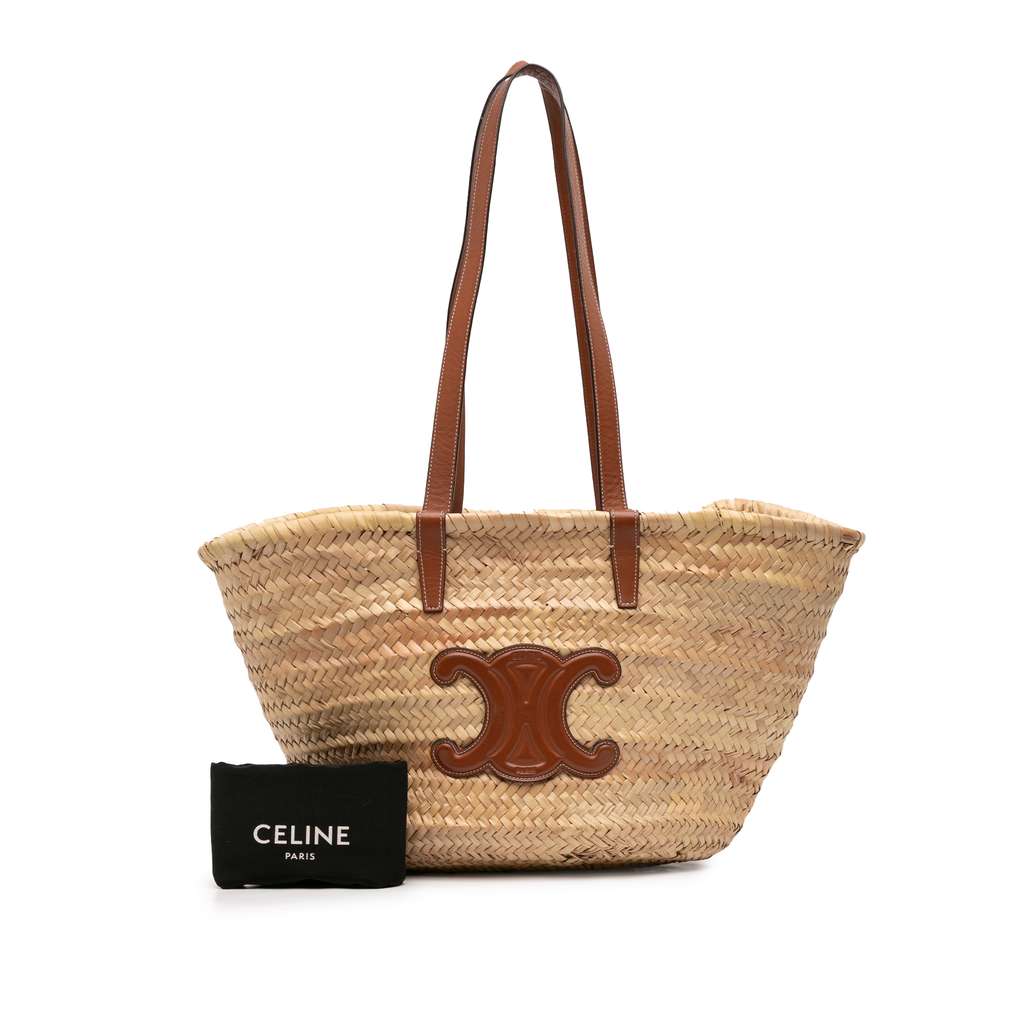 Celine Large Raffia Cuir Triomphe Classic Panier Tote - Image 14