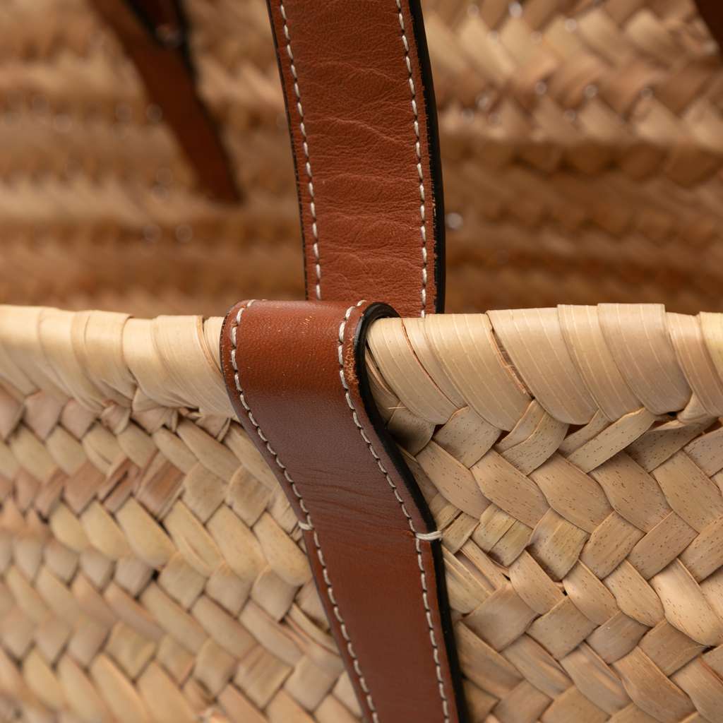 Celine Large Raffia Cuir Triomphe Classic Panier Tote - Detail 2