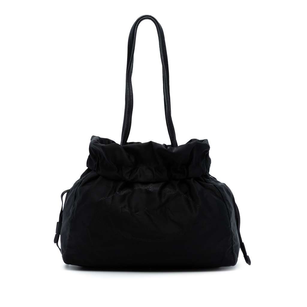 Prada Tessuto Logo Drawstring Tote