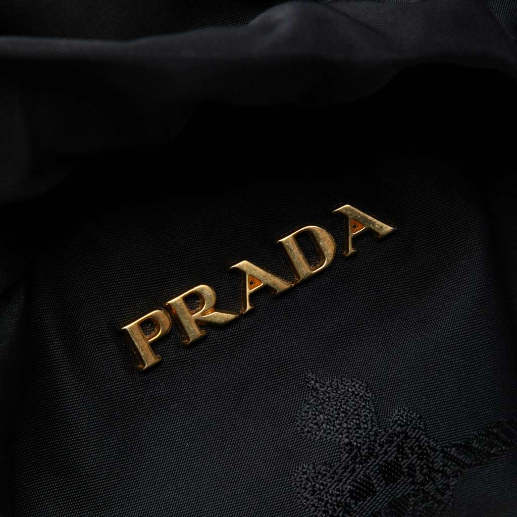 Prada Tessuto Logo Drawstring Tote - Side view