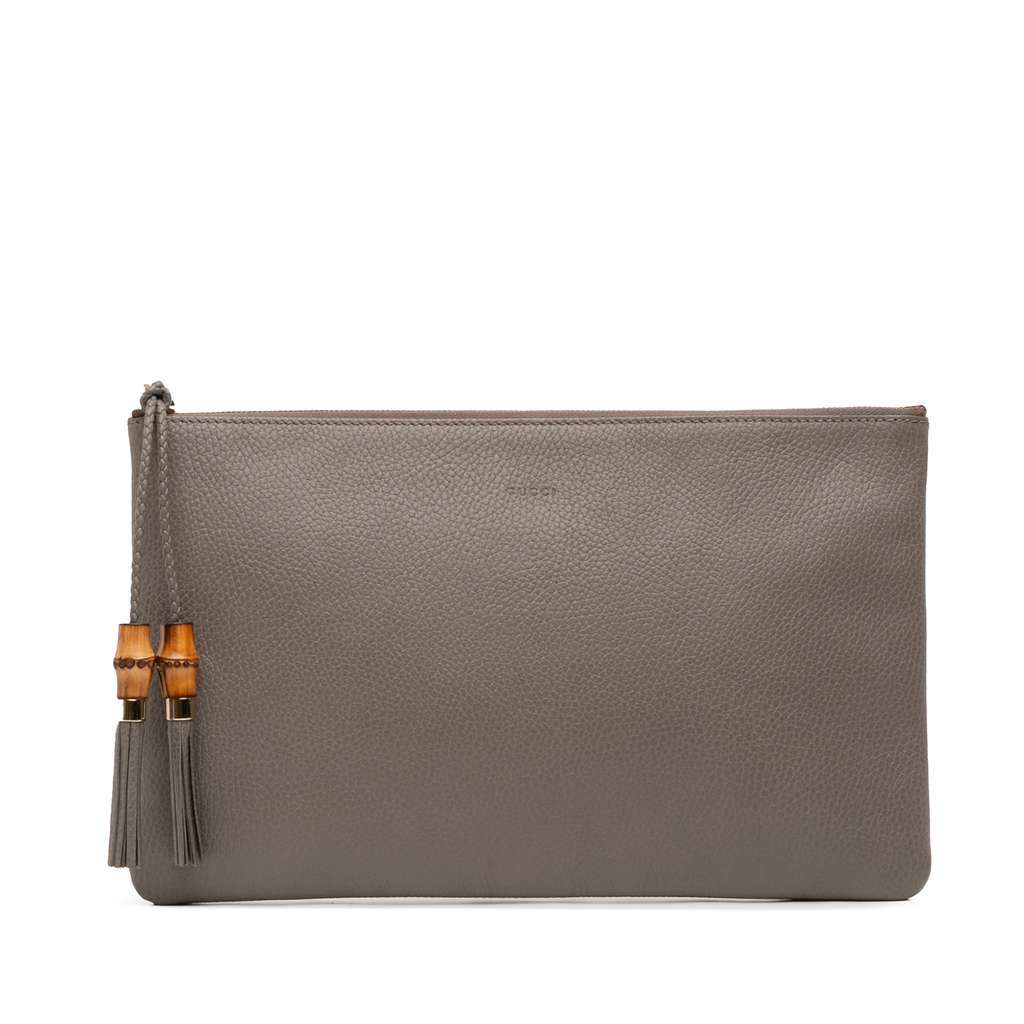Gucci Calfskin Bamboo Tassel Clutch