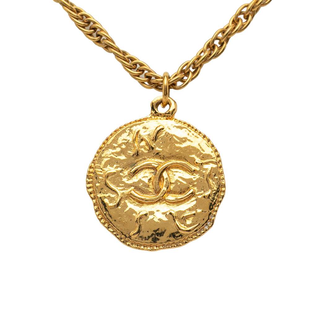 Chanel Gold Plated CC Coin Pendant Necklace - Back view