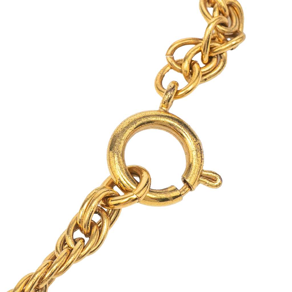 Chanel Gold Plated CC Coin Pendant Necklace - Side view