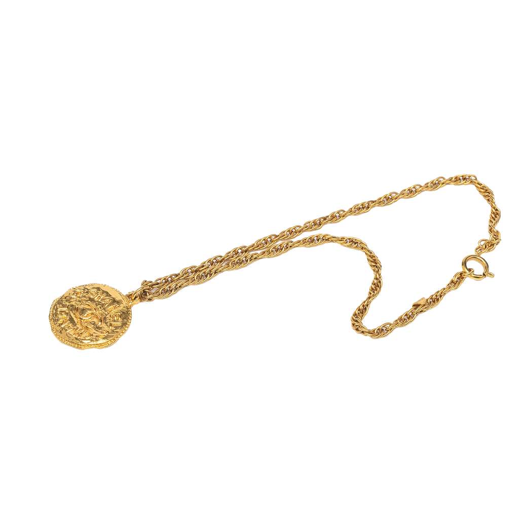 Chanel Gold Plated CC Coin Pendant Necklace - Detail 1