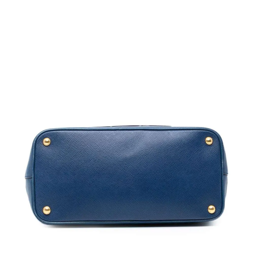 Prada Saffiano Cuir Front Pocket Convertible Tote Blue Leather Good - Inside View