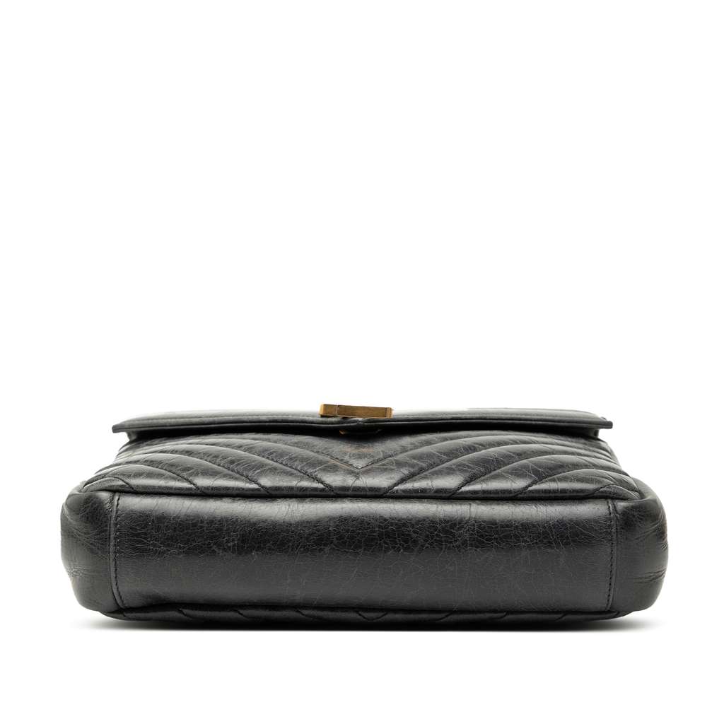 Saint Laurent Medium Chevron Sheepskin Monogram College Satchel - Image 6