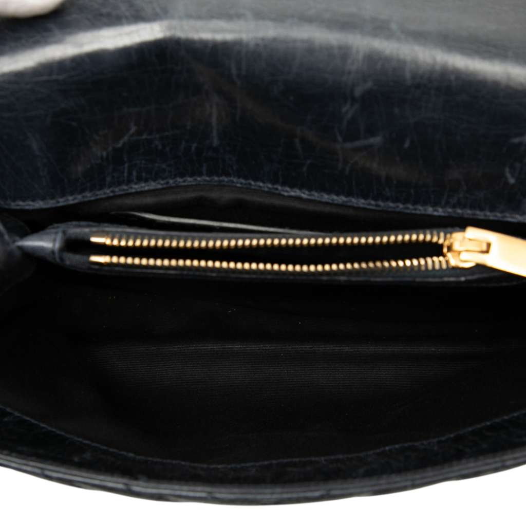 Saint Laurent Medium Chevron Sheepskin Monogram College Satchel - 4