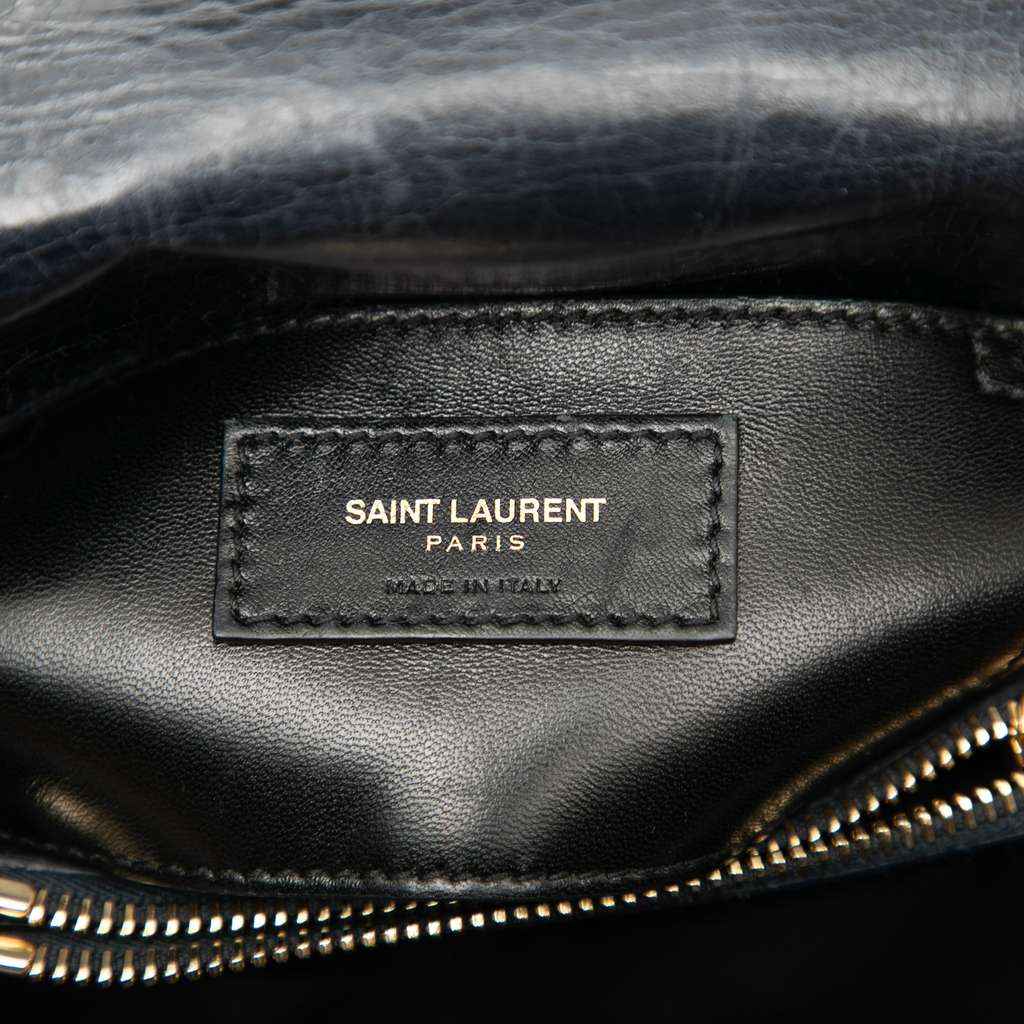 Saint Laurent Medium Chevron Sheepskin Monogram College Satchel - Side view